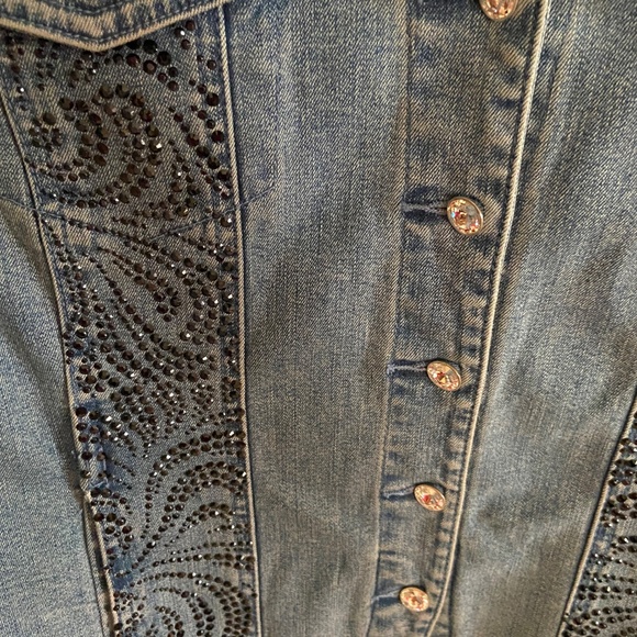 Christine Alexander Rhinestone Denim Jacket Blue S (Fits S/M) - Picture 5 of 7